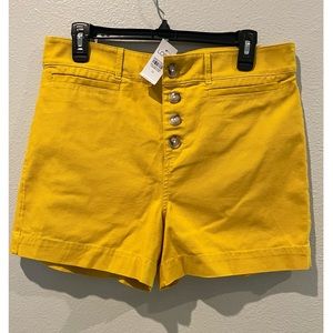 Mid-high waisted yellow Loft shorts